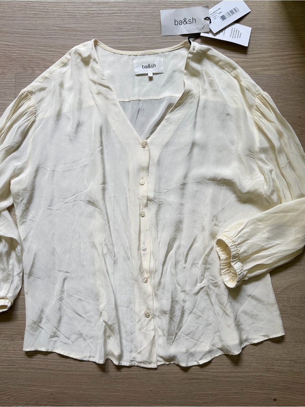ba&sh Ivory Button-Front V-Neck Blouse